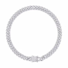 Shangjie OEM silver chunky necklace rhinestone necklace diamond  jewelry curb chain necklaces